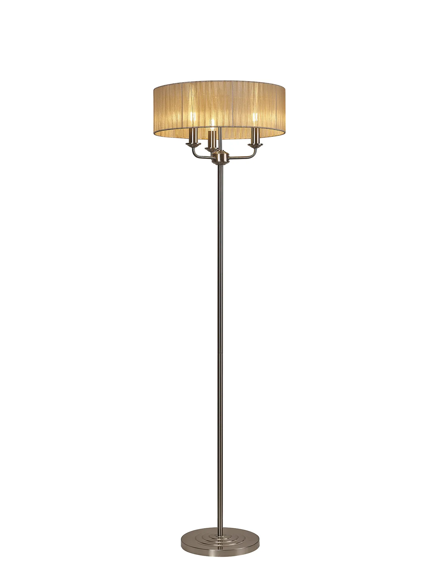 Banyan 45cm 3 Light Floor Lamp Satin Nickel, Soft Bronze